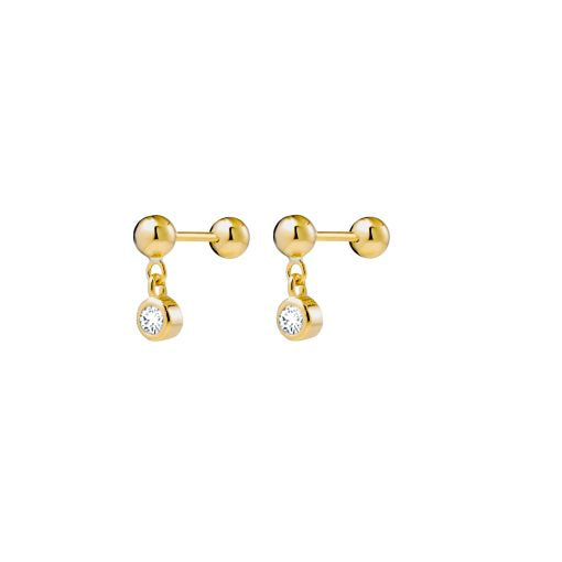 Sterling Silver Gold Plated Cubic Zirconia Stud Earrings