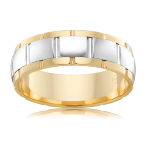 18ct Gold Two Tone Sectioned Ezi-Fit Band