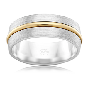 9ct Gold Two Tone Brushed Finish with Overlay Band