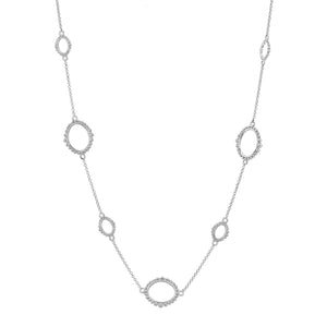 N9584-RH FIONA Rhodium Oval Chain Short Necklace