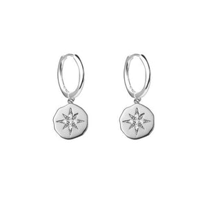 Sterling Silver Gold Plated Cubic Zirconia Star on Disc Huggies