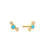 Ania Haie 14kt Gold Turquoise Cabochon and White Sapphire Stud Earrings