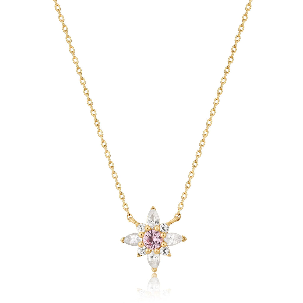 Ania Haie 14kt Gold White and Pink Sapphire Flower Necklace
