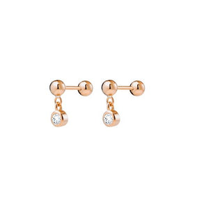Sterling Silver Gold Plated Cubic Zirconia Stud Earrings