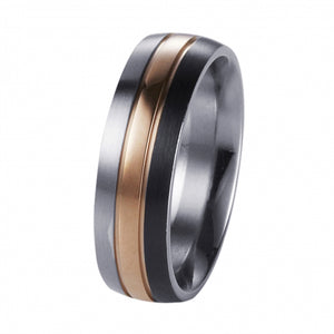 Brushed Stainless Steel, Ion Plated Rose Gold and Gun Metal Ring