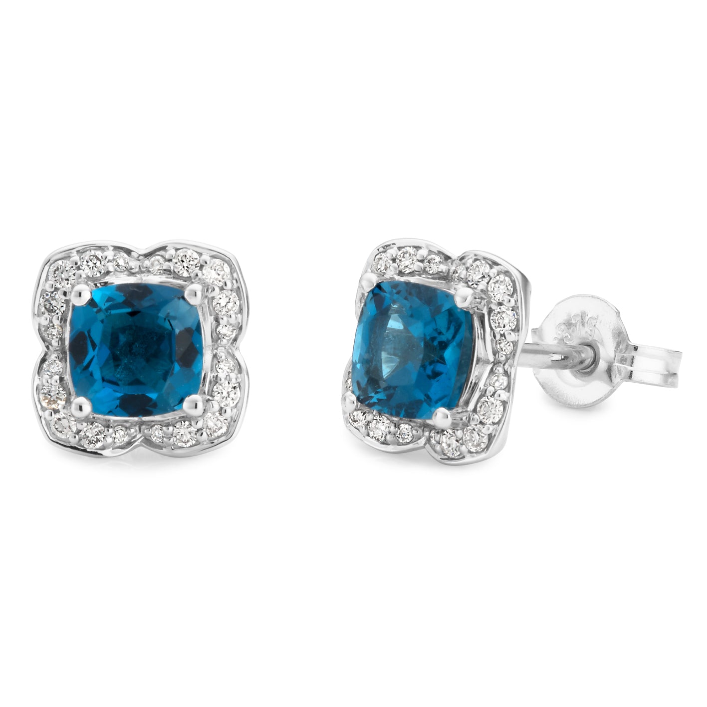 London Blue Topaz & Diamond Stud Earrings