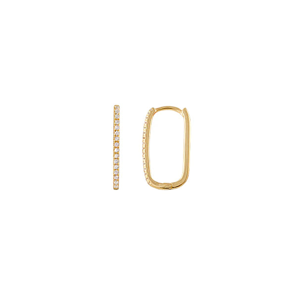 Bianc Oblong Gold Cubic Zirconia Earrings