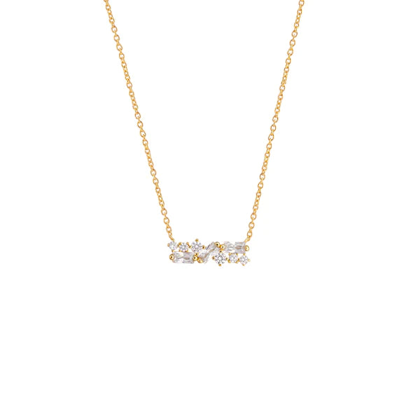 Bianc Sterling Silver Yellow Gold Cluster Necklace