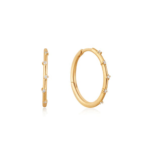 14kt Gold Stargazer Natural Diamond Hoop Earrings