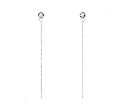 Sterling Silver Ball Stud with Snake Chain Drop Earrings