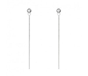 Sterling Silver Ball Stud with Snake Chain Drop Earrings