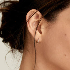 14kt Gold Stargazer Natural Diamond Huggie Hoop Earrings