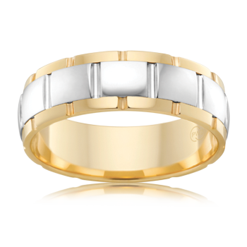 18ct Gold Two Tone Sectioned Ezi-Fit Band