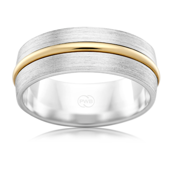 9ct Gold Two Tone Brushed Finish with Overlay Band