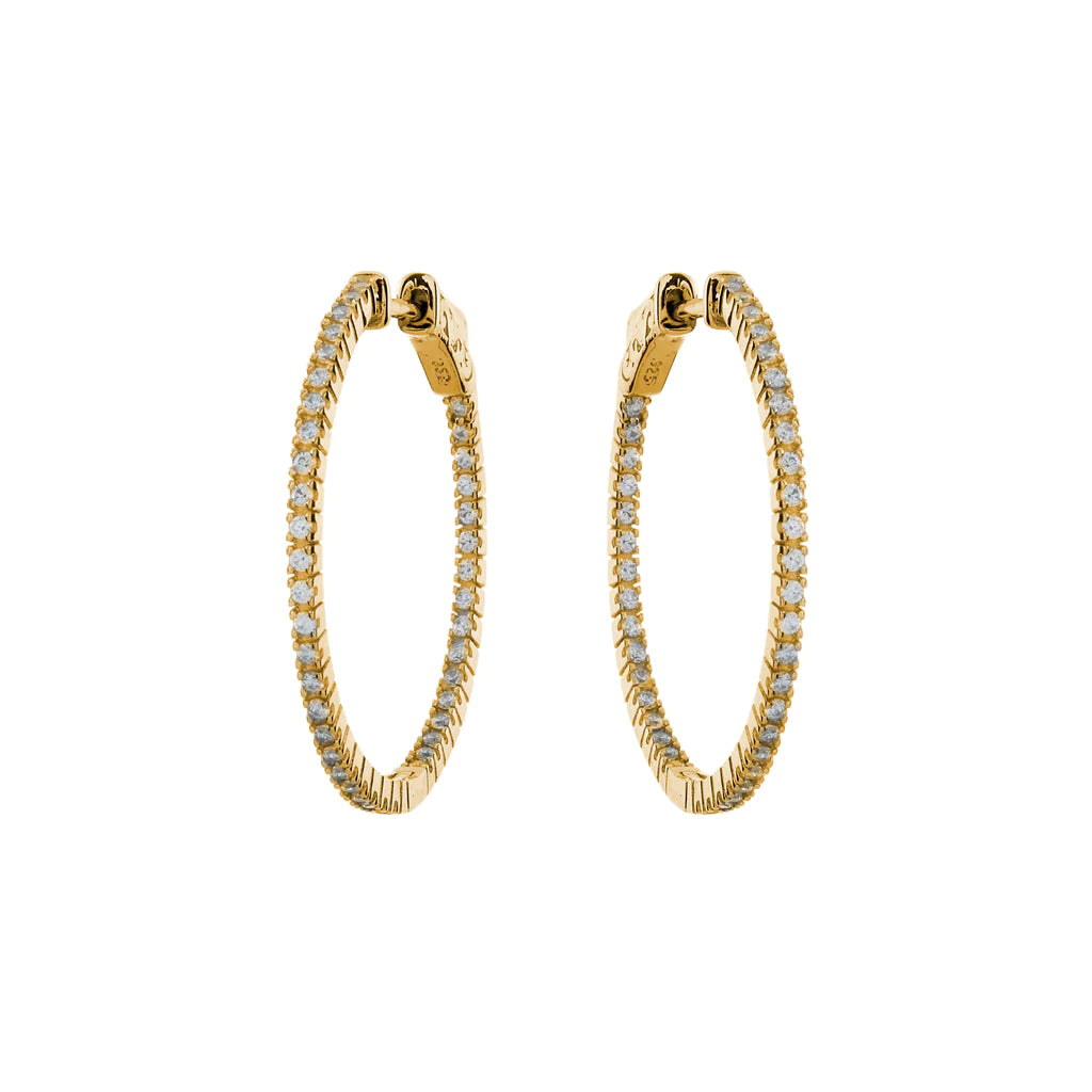 Sybella  E170-40GP Yellow Gold Plate 40mm cz hoops