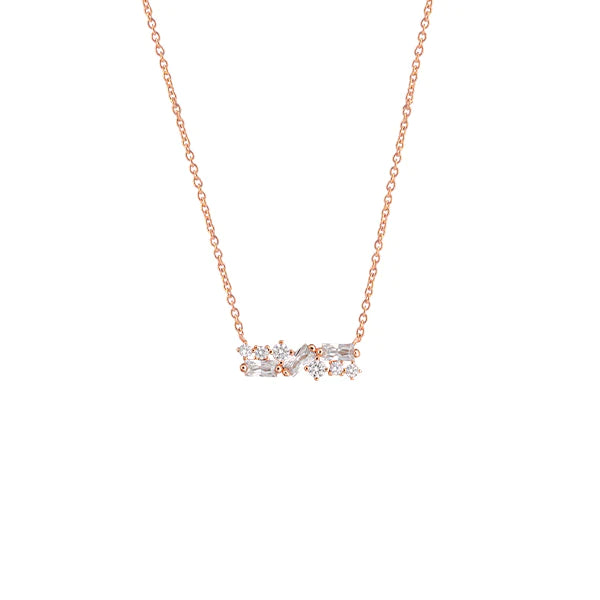 Bianc Sterling Silver Rose Gold Cluster Necklace
