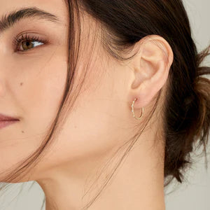 14kt Gold Stargazer Natural Diamond Hoop Earrings