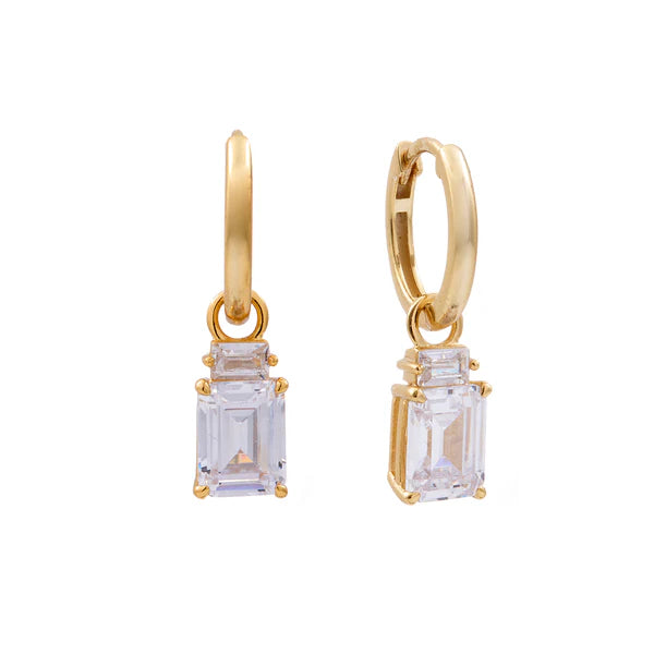 Sybella Adeline Gold Plated Hoop With Clear Cubic Zirconia Dress Earrings