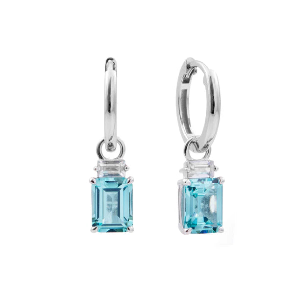 Sybella Adeline Silver Hoop With Blue Cubic Zirconia Dress Earrings