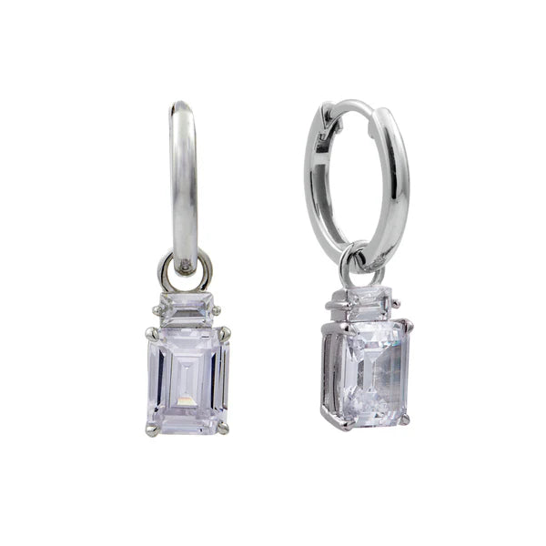 Sybella Adeline Silver Hoop With Clear Cubic Zirconia Dress Earrings