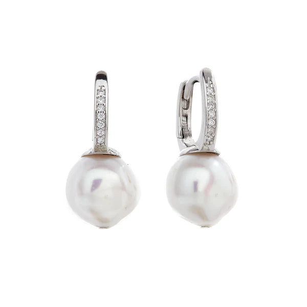 Sybella Anya Freshwater Baroque Pearl & Cubic Zirconia Earrings