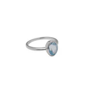 Von Treskow Sterling Silver Oval Natural Blue Topaz Ring
