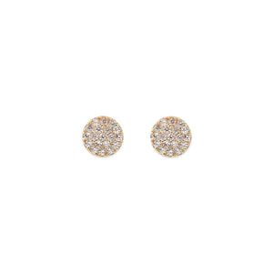 Bianc Pave Gold Disc Stud Earrings