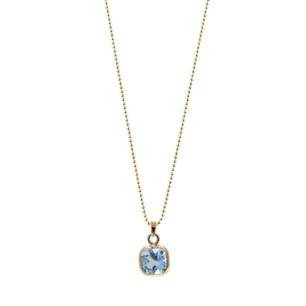 Von Treskow Sterling Silver Gold Plated Square Natural Blue Topaz Pendant