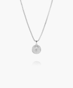 Pig & Hen Compass Rose Silver Necklace