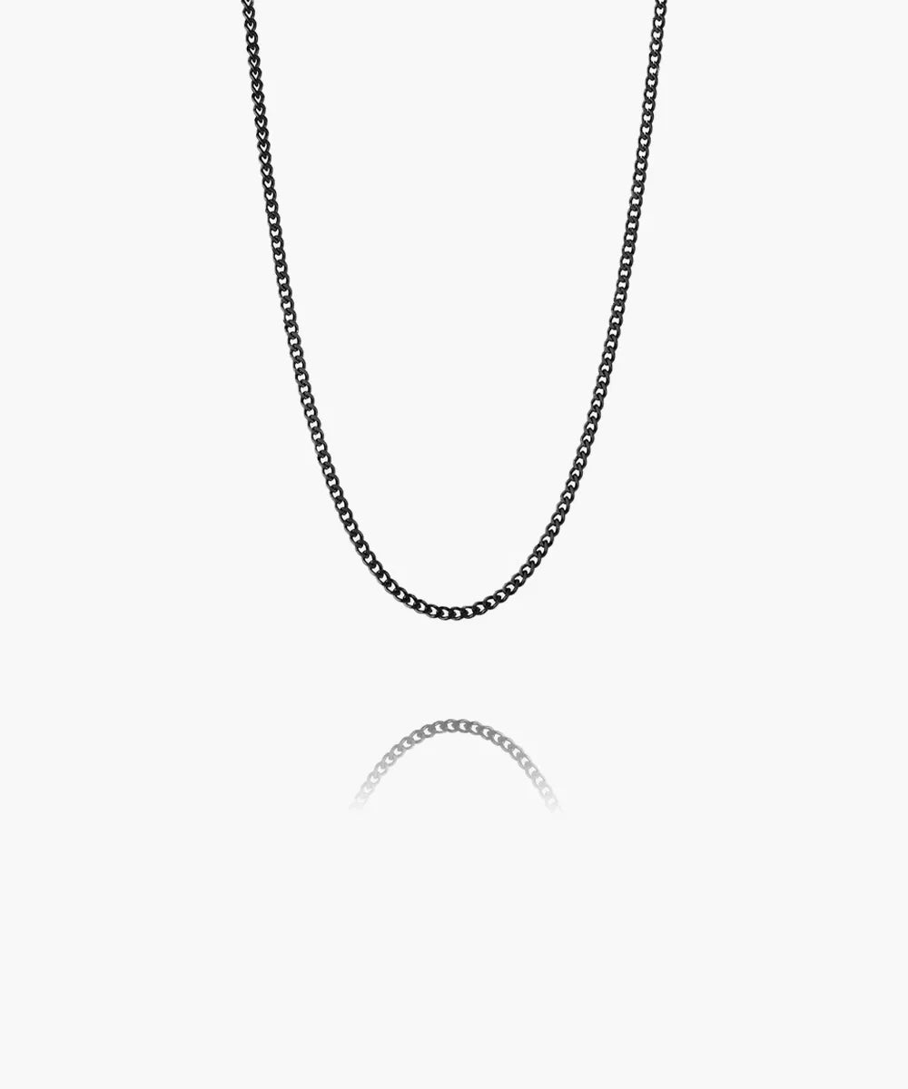 Pig & Hen Curb Chain Black Necklace