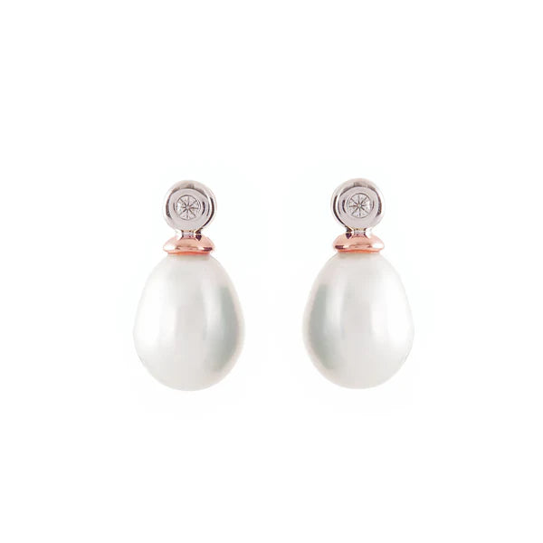 Sybella Lauren Two Tone Rose Gold Freshwater Pearl Earrings