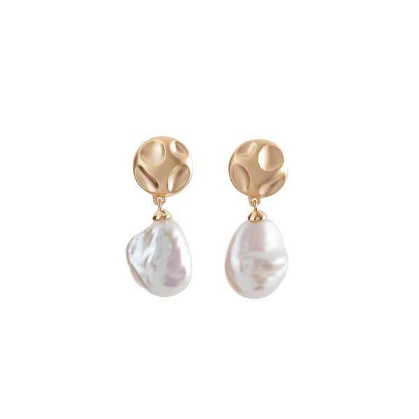 Sybella Khloe Keshi Pearl & Matte Gold Earrings