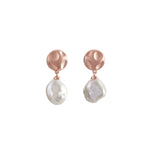 Sybella Khloe Keshi Pearl & Matte Rose Gold Earrings