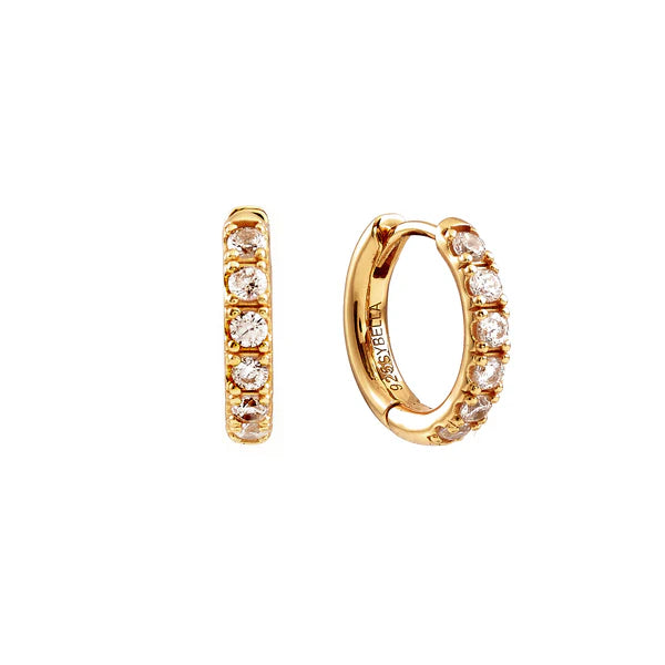 Sybella Sibyl Gold Plate Cubic Zirconia Baby Hoops