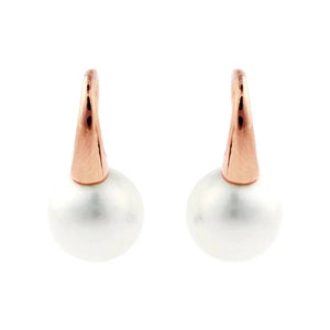 Sybella Karina White Pearl Rose Gold Hook Earrings