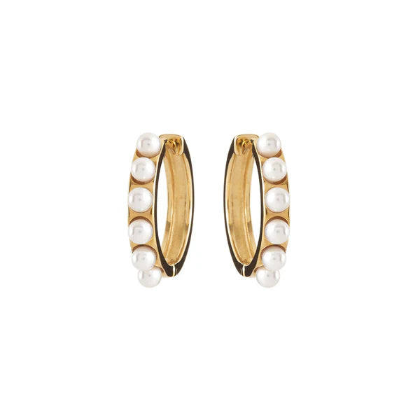 Sybella Blake Gold Pearl Hoop Earrings