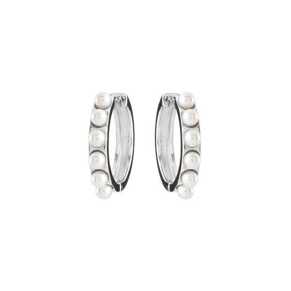 Sybella Blake Silver Pearl Hoop Earrings