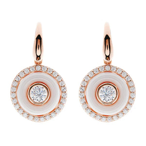 Sybella Keira White Enamel and Cubic Zirconia Rose Gold Hook Earrings