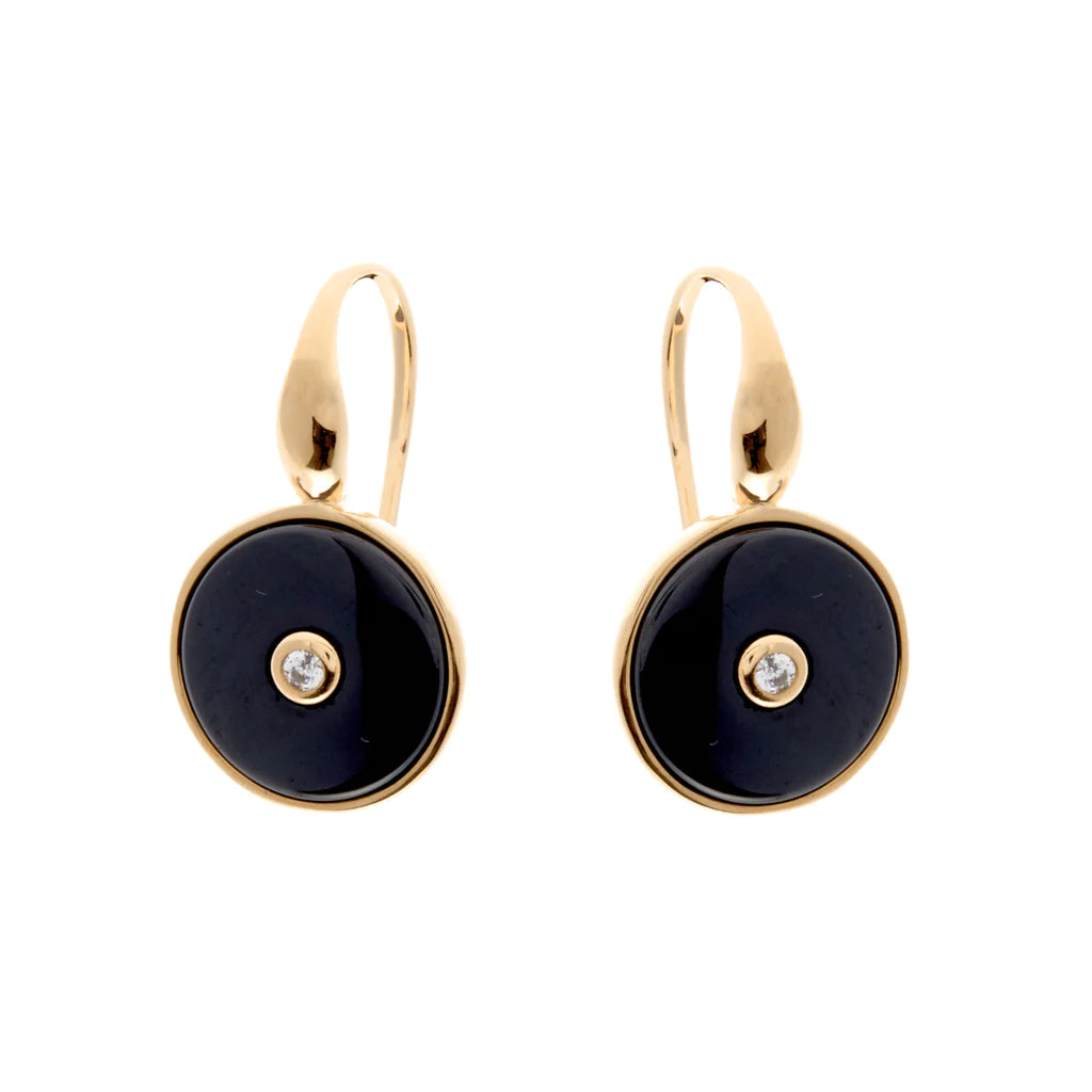 Sybella  E2872-BGP  Black gold round cz ceramic earrings on Sybella hook