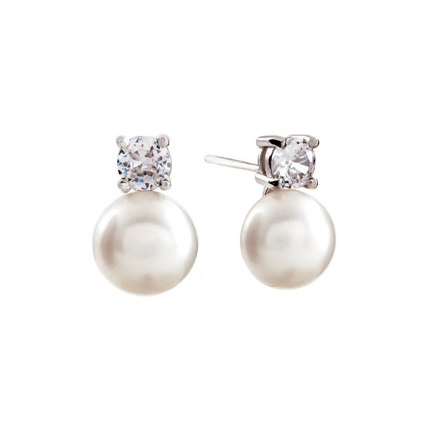 Sybella Arie Silver Freshwater Pearl & Cubic Zirconia Earrings