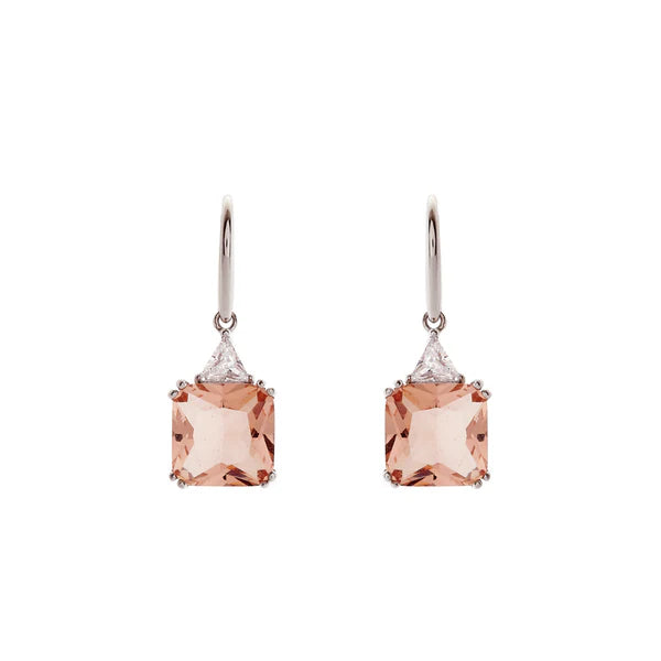 Sybella Lottie Pink Silver Square Hook Earrings