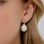 Sybella Emma Round Pearl Silver Hook Earrings