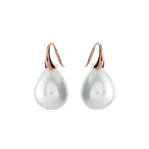 Sybella Emma Round Pearl Rose Gold Hook Earrings