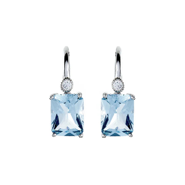 Sybella Camilla Baguette Blue Silver Earrings