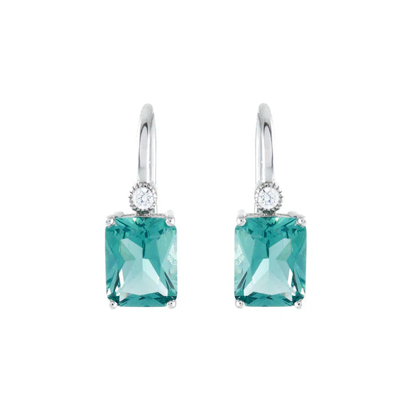 Sybella Camilla Baguette Green Silver Earrings