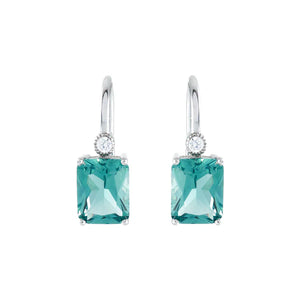 Sybella Camilla Baguette Green Silver Earrings