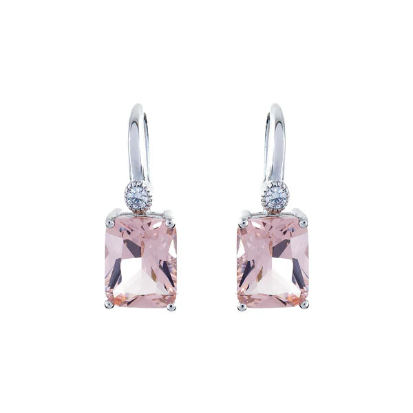 Sybella Camilla Baguette Pink Silver Earrings