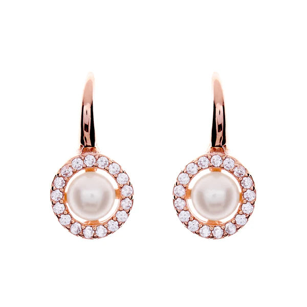 Sybella Grace Rose Gold Pearl Hook Earrings