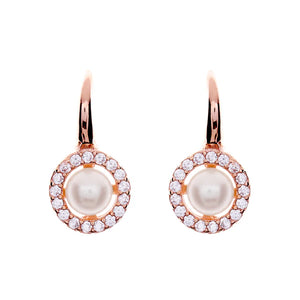 Sybella Grace Rose Gold Pearl Hook Earrings