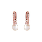 Sybella Summer Rose Gold Freshwater Pearl Drop Hoop Earrings